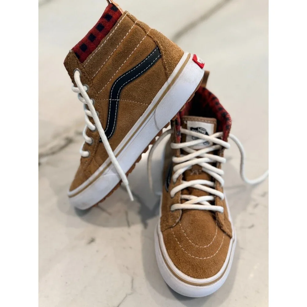 Vans Sk8-Hi MTE-1 Plaid Brown Youth SZ 1